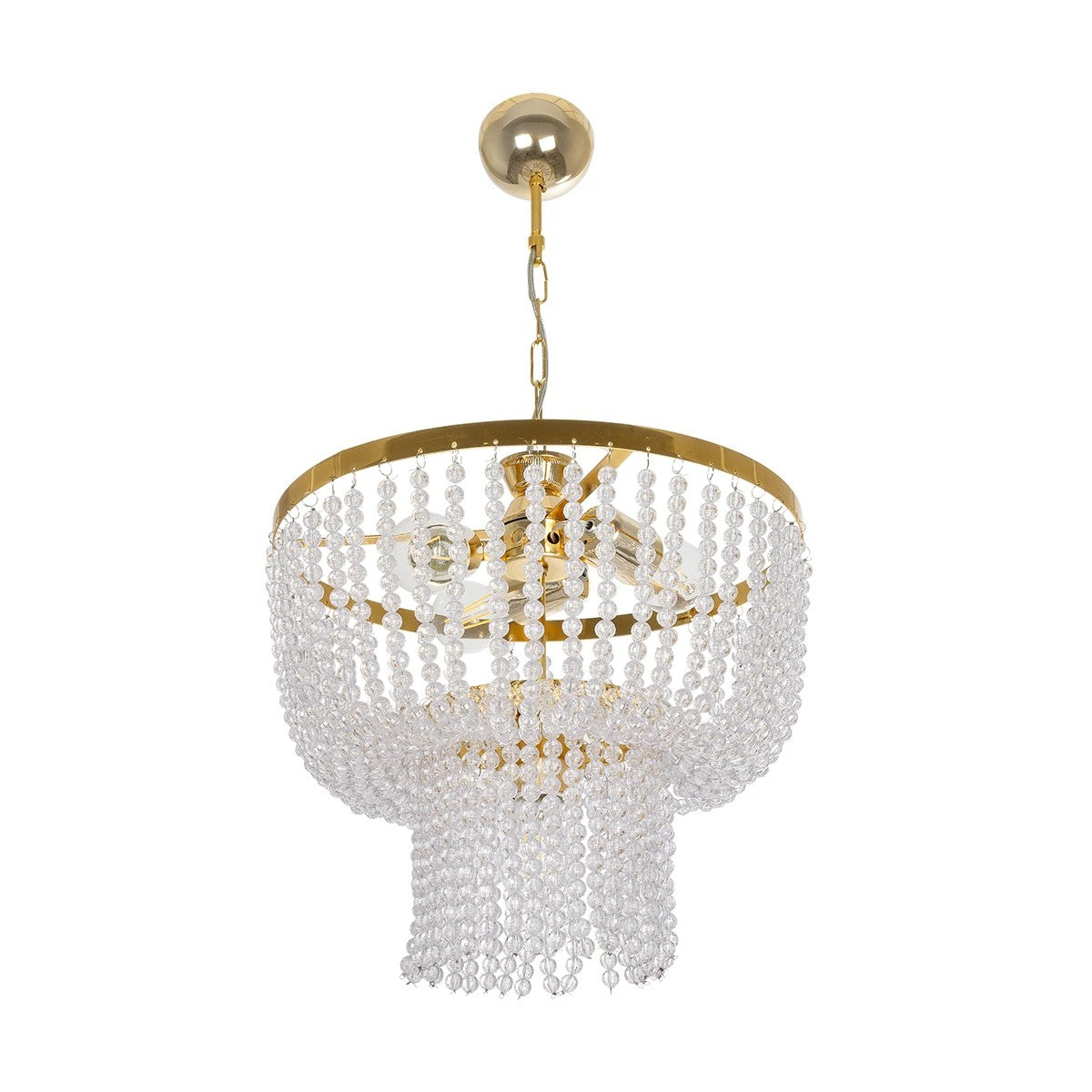 CRYSTAL 203-0028 Κλασικό Κρεμαστό Φωτιστικό Κρύσταλλα Τετράφωτο 4 x E27 IP20 Χρυσό Μέταλλο με Διάφανο Κρύσταλλο - Μ40 x Π44 x Υ73cm