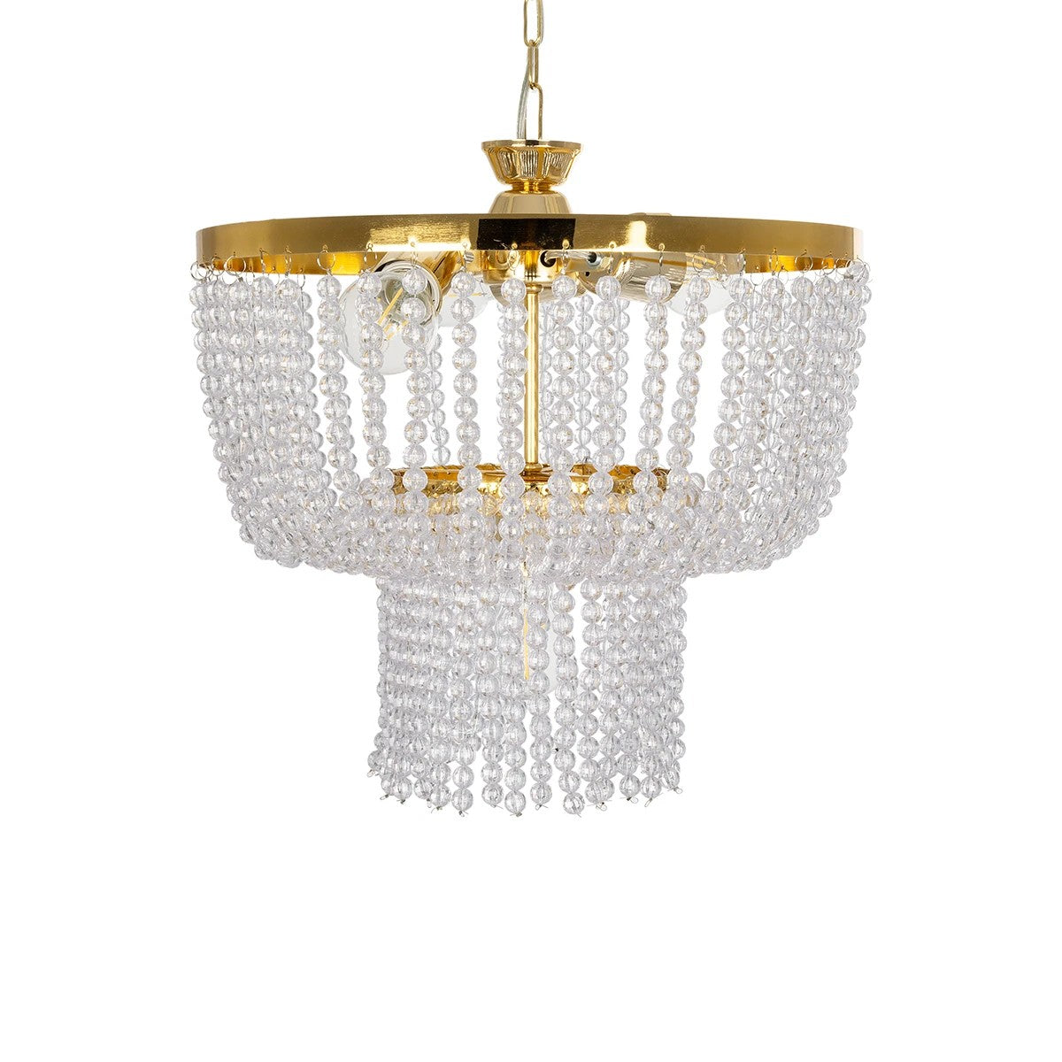CRYSTAL 203-0028 Κλασικό Κρεμαστό Φωτιστικό Κρύσταλλα Τετράφωτο 4 x E27 IP20 Χρυσό Μέταλλο με Διάφανο Κρύσταλλο - Μ40 x Π44 x Υ73cm