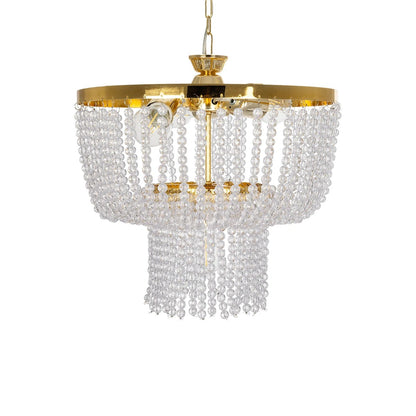 CRYSTAL 203-0028 Κλασικό Κρεμαστό Φωτιστικό Κρύσταλλα Τετράφωτο 4 x E27 IP20 Χρυσό Μέταλλο με Διάφανο Κρύσταλλο - Μ40 x Π44 x Υ73cm