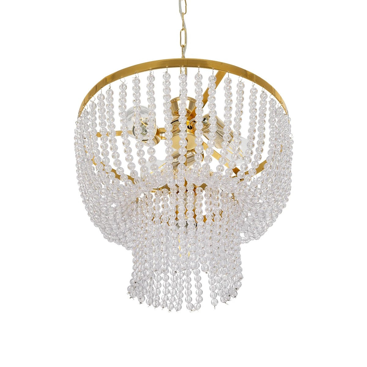 CRYSTAL 203-0028 Κλασικό Κρεμαστό Φωτιστικό Κρύσταλλα Τετράφωτο 4 x E27 IP20 Χρυσό Μέταλλο με Διάφανο Κρύσταλλο - Μ40 x Π44 x Υ73cm