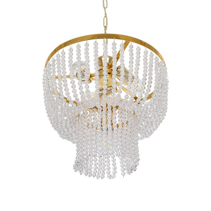 CRYSTAL 203-0028 Κλασικό Κρεμαστό Φωτιστικό Κρύσταλλα Τετράφωτο 4 x E27 IP20 Χρυσό Μέταλλο με Διάφανο Κρύσταλλο - Μ40 x Π44 x Υ73cm