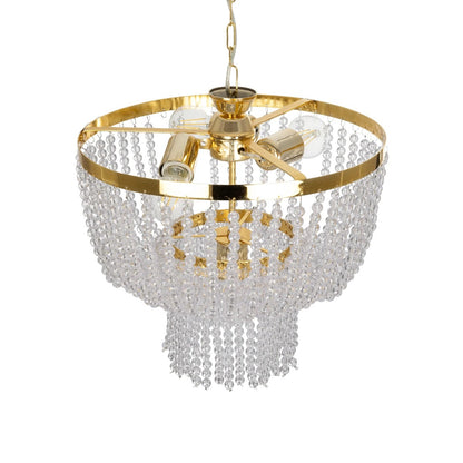 CRYSTAL 203-0028 Κλασικό Κρεμαστό Φωτιστικό Κρύσταλλα Τετράφωτο 4 x E27 IP20 Χρυσό Μέταλλο με Διάφανο Κρύσταλλο - Μ40 x Π44 x Υ73cm