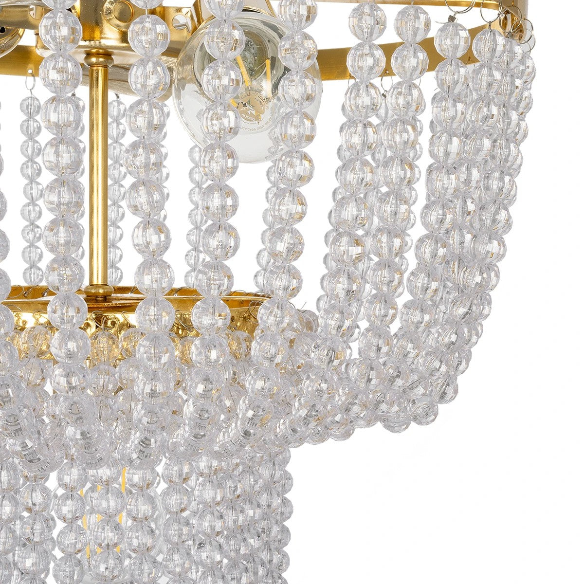 CRYSTAL 203-0028 Κλασικό Κρεμαστό Φωτιστικό Κρύσταλλα Τετράφωτο 4 x E27 IP20 Χρυσό Μέταλλο με Διάφανο Κρύσταλλο - Μ40 x Π44 x Υ73cm