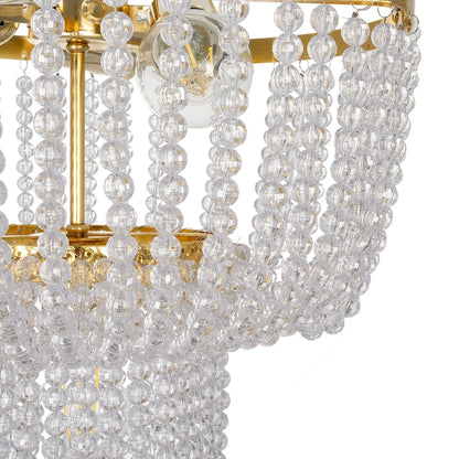 CRYSTAL 203-0028 Κλασικό Κρεμαστό Φωτιστικό Κρύσταλλα Τετράφωτο 4 x E27 IP20 Χρυσό Μέταλλο με Διάφανο Κρύσταλλο - Μ40 x Π44 x Υ73cm