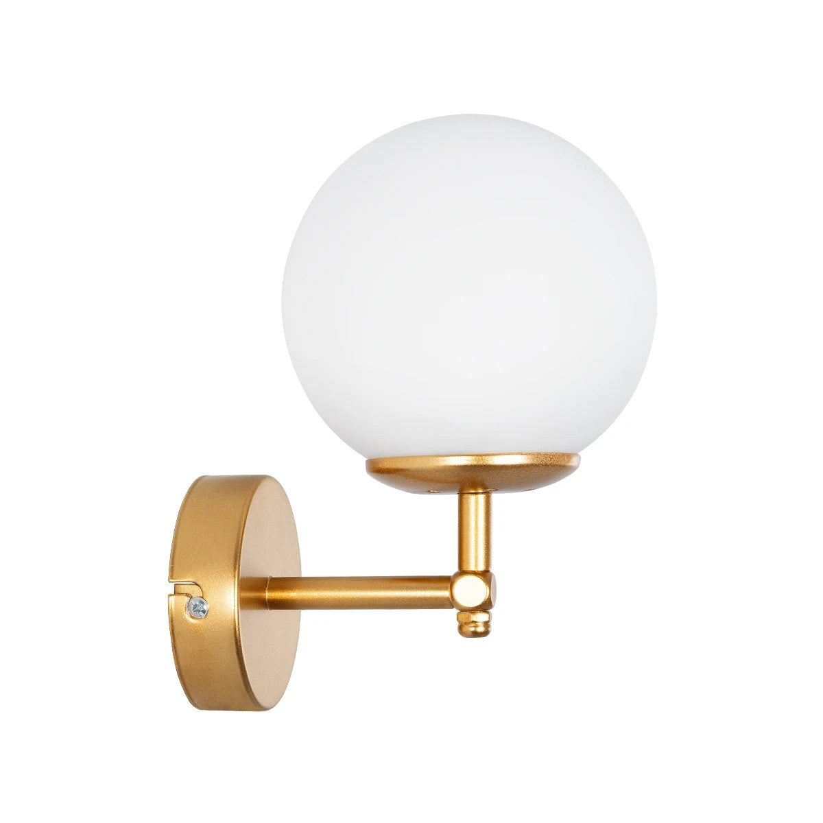 DALPH 203-0029 Vintage Επιτοίχιο Φωτιστικό Απλίκα Μονόφωτο 1 x E27 IP20 Χρυσό Μέταλλο με Λευκό Γυαλί - M15 x Π18 x Υ24.5cm