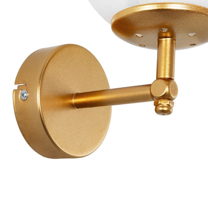 DALPH 203-0029 Vintage Επιτοίχιο Φωτιστικό Απλίκα Μονόφωτο 1 x E27 IP20 Χρυσό Μέταλλο με Λευκό Γυαλί - M15 x Π18 x Υ24.5cm