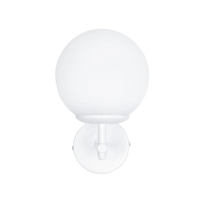 DALPH 203-0030 Vintage Επιτοίχιο Φωτιστικό Απλίκα Μονόφωτο 1 x E27 IP20 Λευκό Μέταλλο με Λευκό Γυαλί - M15 x Π18 x Υ24.5cm