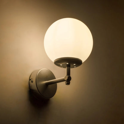 DALPH 203-0031 Vintage Επιτοίχιο Φωτιστικό Απλίκα Μονόφωτο 1 x E27 IP20 Ασημί Μέταλλο με Λευκό Γυαλί - M18 x Π15 x Υ23