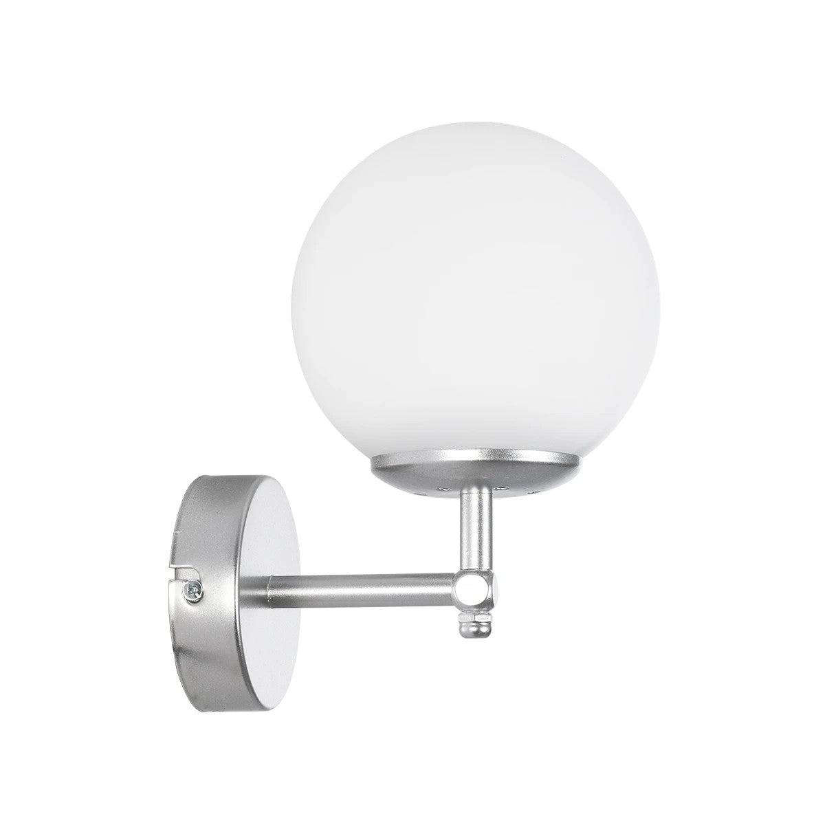 DALPH 203-0031 Vintage Επιτοίχιο Φωτιστικό Απλίκα Μονόφωτο 1 x E27 IP20 Ασημί Μέταλλο με Λευκό Γυαλί - M18 x Π15 x Υ23