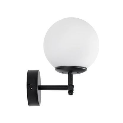 DALPH 203-0032 Vintage Επιτοίχιο Φωτιστικό Απλίκα Μονόφωτο 1 x E27 IP20 Μαύρο Μέταλλο με Λευκό Γυαλί - M15 x Π18 x Υ24.5cm