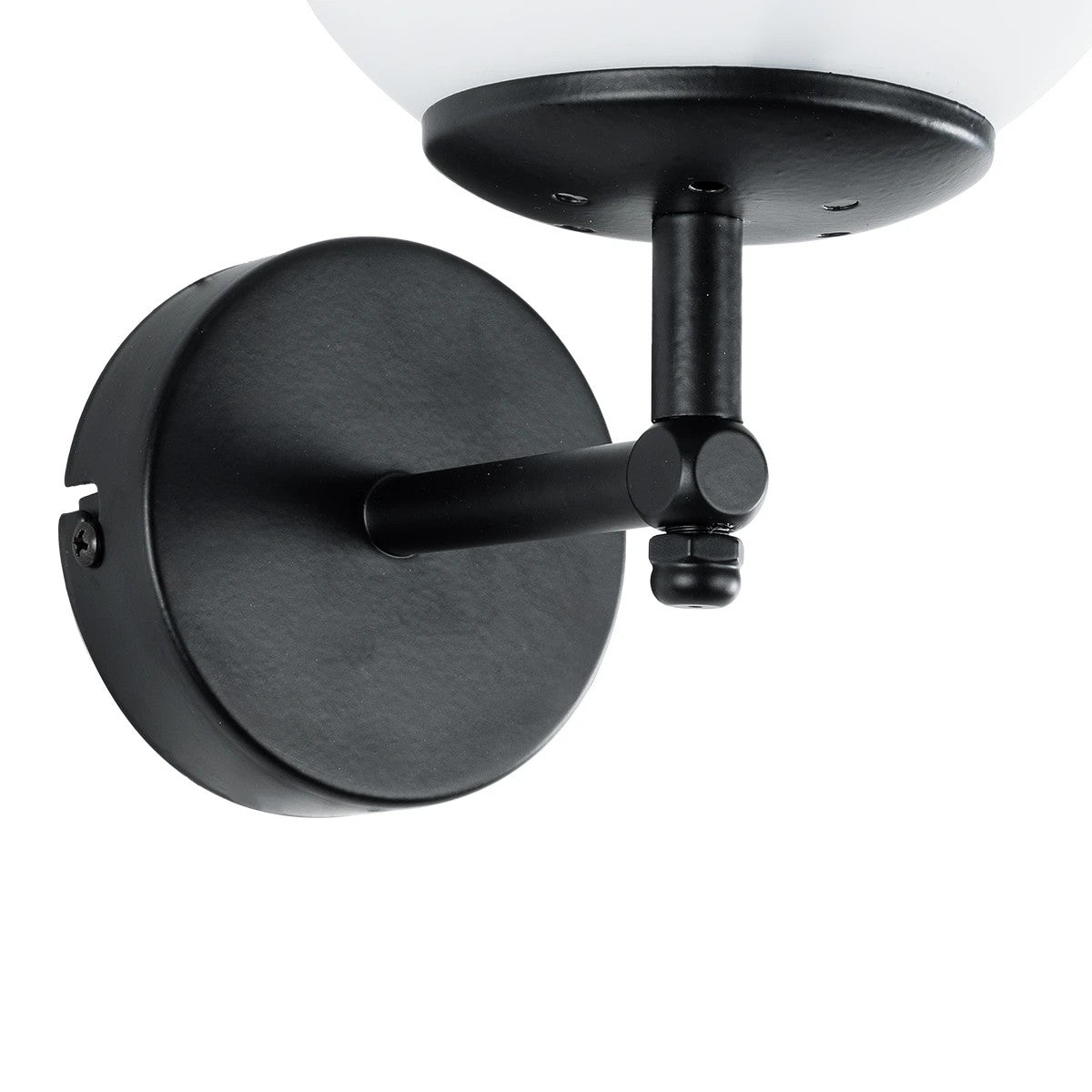 DALPH 203-0032 Vintage Επιτοίχιο Φωτιστικό Απλίκα Μονόφωτο 1 x E27 IP20 Μαύρο Μέταλλο με Λευκό Γυαλί - M15 x Π18 x Υ24.5cm