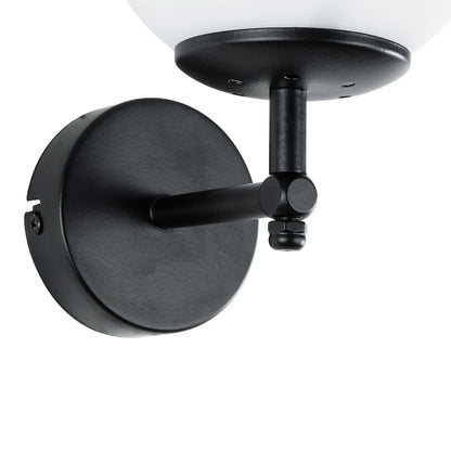 DALPH 203-0032 Vintage Επιτοίχιο Φωτιστικό Απλίκα Μονόφωτο 1 x E27 IP20 Μαύρο Μέταλλο με Λευκό Γυαλί - M15 x Π18 x Υ24.5cm