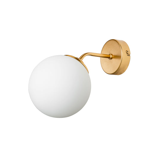 DALPH 203-0033 Vintage Επιτοίχιο Φωτιστικό Απλίκα Μονόφωτο 1 x E27 IP20 Χρυσό Μέταλλο με Λευκό Γυαλί - M15 x Π18 x Υ22.5cm