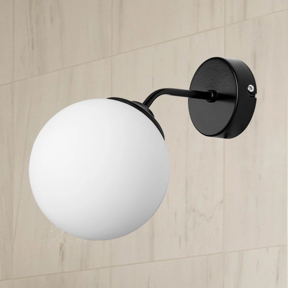 DALPH 203-0034 Vintage Επιτοίχιο Φωτιστικό Απλίκα Μονόφωτο 1 x E27 IP20 Μαύρο Μέταλλο με Λευκό Γυαλί - M15 x Π18 x Υ22.5cm