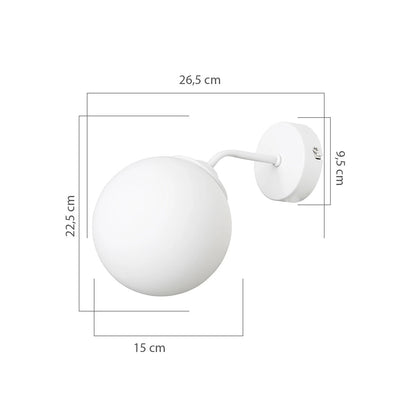 DALPH 203-0035 Vintage Επιτοίχιο Φωτιστικό Απλίκα Μονόφωτο 1 x E27 IP20 Λευκό Μέταλλο με Λευκό Γυαλί - M15 x Π18 x Υ22.5cm