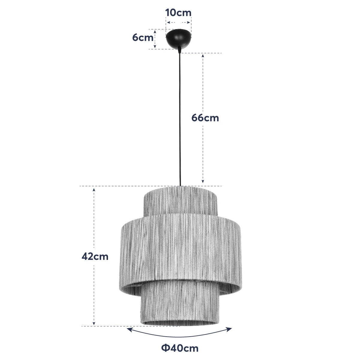 SALTO 203-0037 Boho Κρεμαστό Φωτιστικό Οροφής με Ντουί 1 x E27 AC 220-240V IP20 - Μπεζ - M40 x Π40 x Υ42