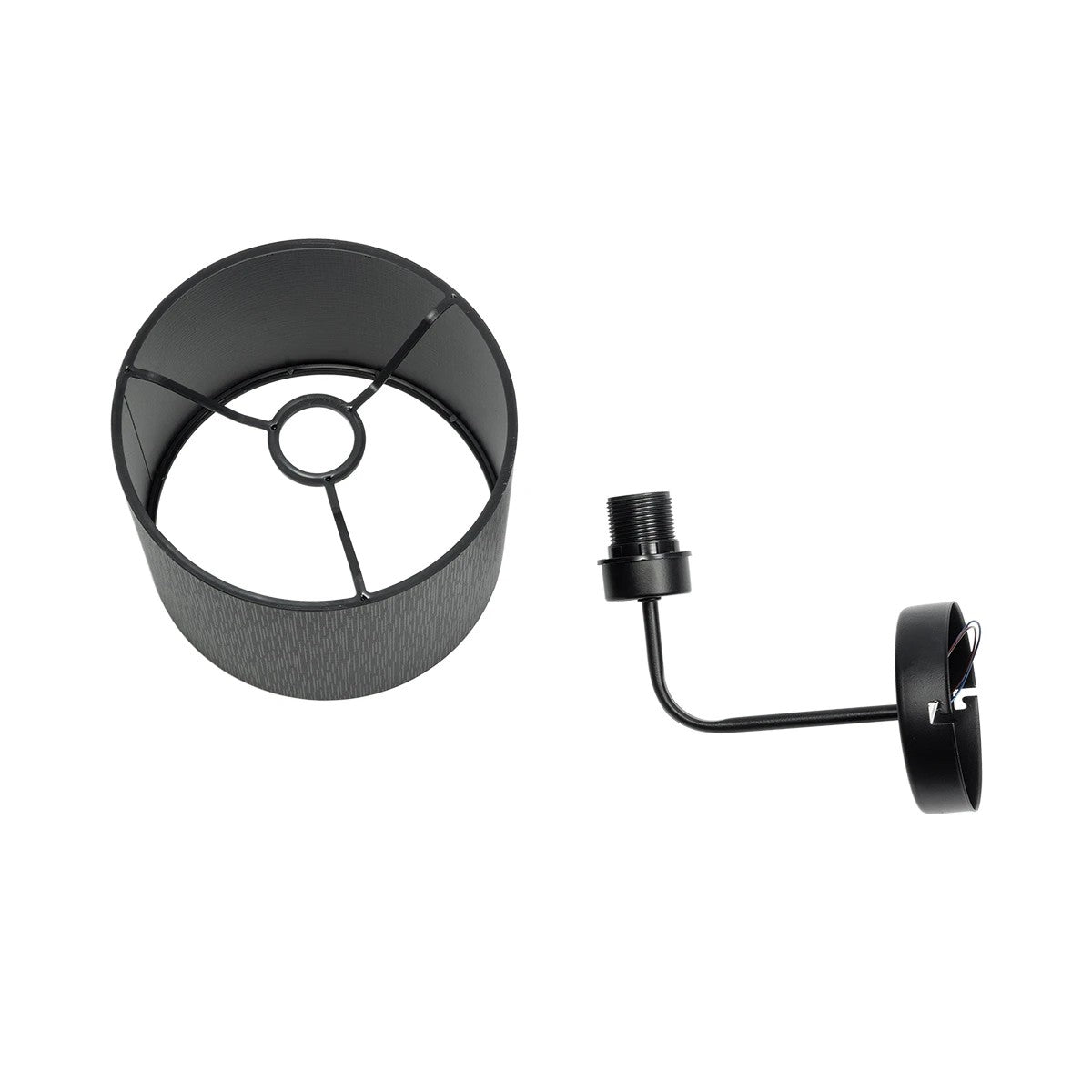 RALPH 203-0038 Vintage Επιτοίχιο Φωτιστικό Απλίκα Μονόφωτο 1 x E27 IP20 Μαύρο Μέταλλο με Μαύρο Ύφασμα - Μ22 x Π26 x Υ29cm