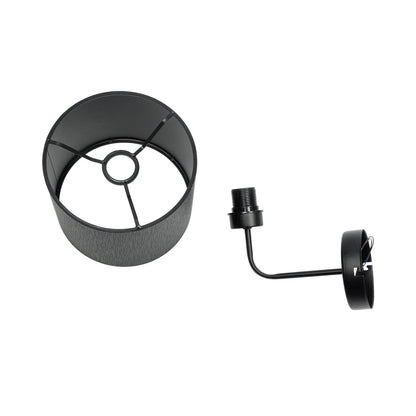 RALPH 203-0038 Vintage Επιτοίχιο Φωτιστικό Απλίκα Μονόφωτο 1 x E27 IP20 Μαύρο Μέταλλο με Μαύρο Ύφασμα - Μ22 x Π26 x Υ29cm