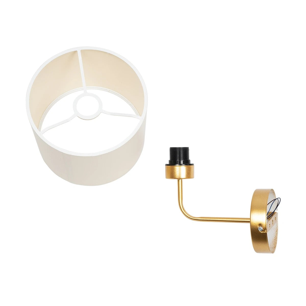 RALPH 203-0039 Vintage Επιτοίχιο Φωτιστικό Απλίκα Μονόφωτο 1 x E27 IP20 Χρυσό Μέταλλο με Μπεζ Ύφασμα - Μ22 x Π26 x Υ29cm