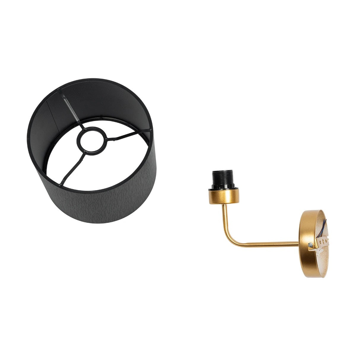 RALPH 203-0040 Vintage Επιτοίχιο Φωτιστικό Απλίκα Μονόφωτο 1 x E27 IP20 Χρυσό Μέταλλο με Μαύρο Ύφασμα - Μ22 x Π26 x Υ29cm