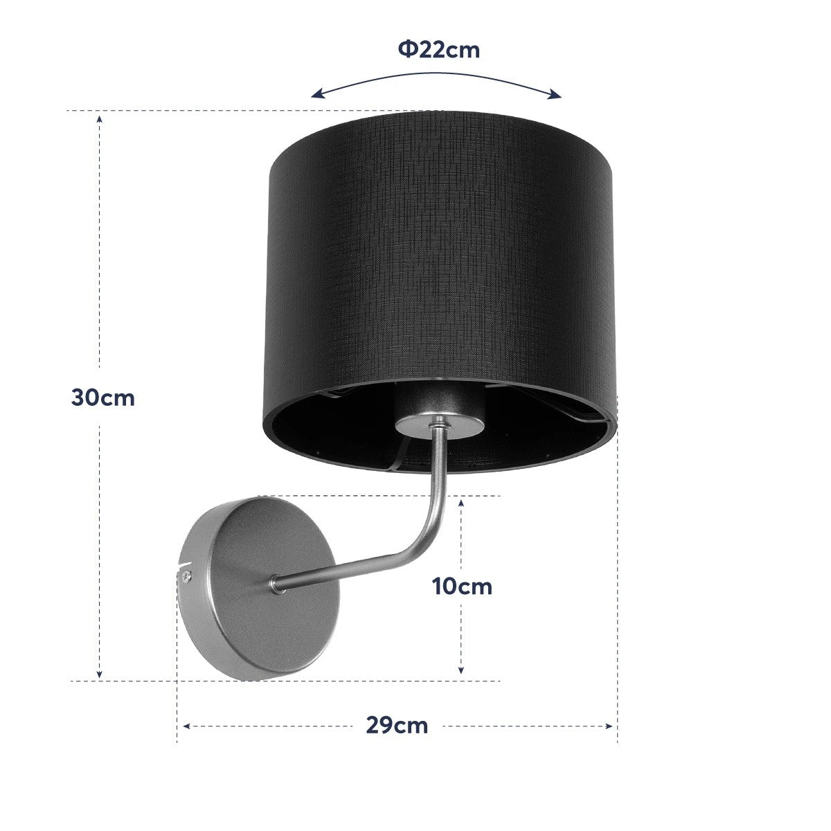 RALPH 203-0040 Vintage Επιτοίχιο Φωτιστικό Απλίκα Μονόφωτο 1 x E27 IP20 Χρυσό Μέταλλο με Μαύρο Ύφασμα - Μ22 x Π26 x Υ29cm