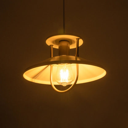 BILLA 203-0041 Vintage Κρεμαστό Φωτιστικό Καμπάνα Μονόφωτο 1 x E27 IP20 Λευκό με Χρυσό Μέταλλο - M30.5 x Π30.5 x Υ70cm