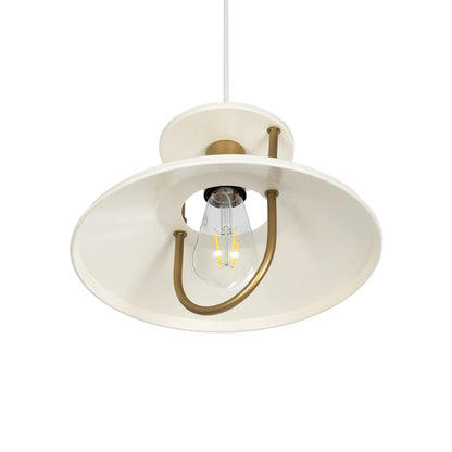 BILLA 203-0041 Vintage Κρεμαστό Φωτιστικό Καμπάνα Μονόφωτο 1 x E27 IP20 Λευκό με Χρυσό Μέταλλο - M30.5 x Π30.5 x Υ70cm