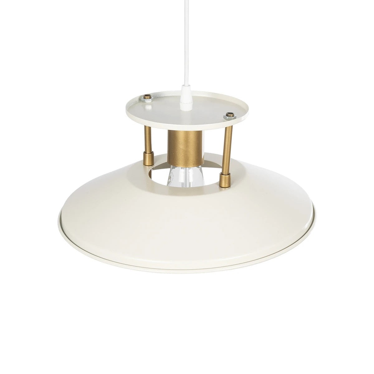 BILLA 203-0041 Vintage Κρεμαστό Φωτιστικό Καμπάνα Μονόφωτο 1 x E27 IP20 Λευκό με Χρυσό Μέταλλο - M30.5 x Π30.5 x Υ70cm