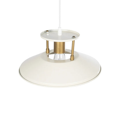 BILLA 203-0041 Vintage Κρεμαστό Φωτιστικό Καμπάνα Μονόφωτο 1 x E27 IP20 Λευκό με Χρυσό Μέταλλο - M30.5 x Π30.5 x Υ70cm