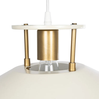 BILLA 203-0041 Vintage Κρεμαστό Φωτιστικό Καμπάνα Μονόφωτο 1 x E27 IP20 Λευκό με Χρυσό Μέταλλο - M30.5 x Π30.5 x Υ70cm