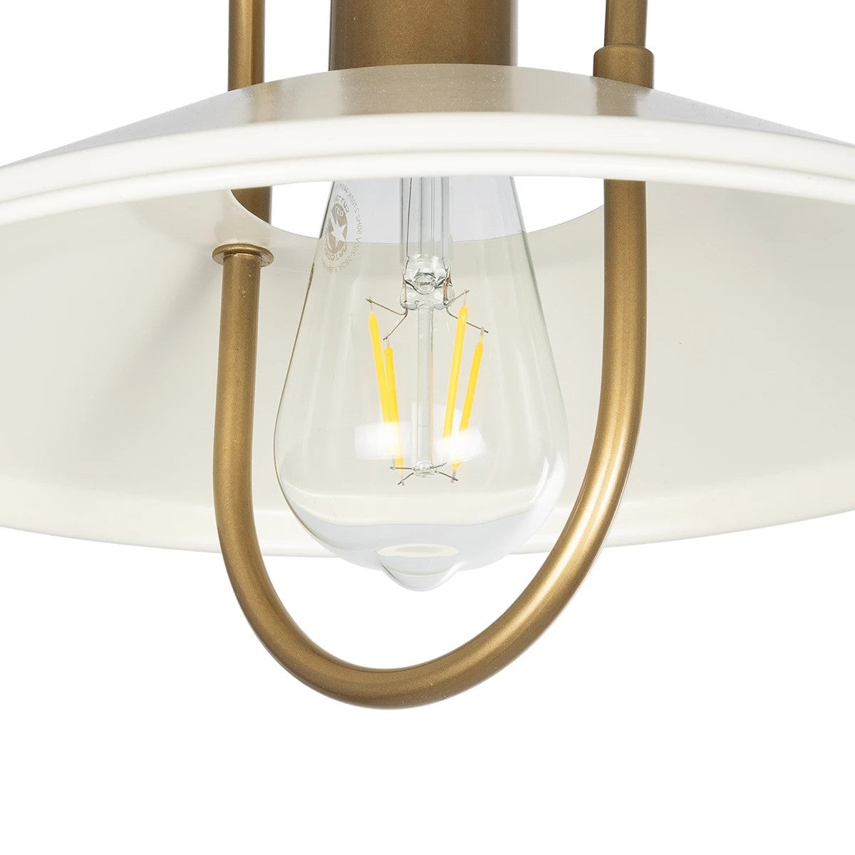 BILLA 203-0041 Vintage Κρεμαστό Φωτιστικό Καμπάνα Μονόφωτο 1 x E27 IP20 Λευκό με Χρυσό Μέταλλο - M30.5 x Π30.5 x Υ70cm
