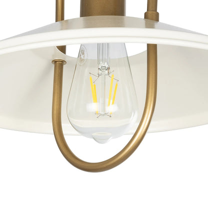 BILLA 203-0041 Vintage Κρεμαστό Φωτιστικό Καμπάνα Μονόφωτο 1 x E27 IP20 Λευκό με Χρυσό Μέταλλο - M30.5 x Π30.5 x Υ70cm