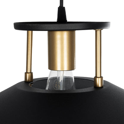 BILLA 203-0042 Vintage Κρεμαστό Φωτιστικό Καμπάνα Μονόφωτο 1 x E27 IP20 Μαύρο με Χρυσό Μέταλλο - M30.5 x Π30.5 x Υ70cm