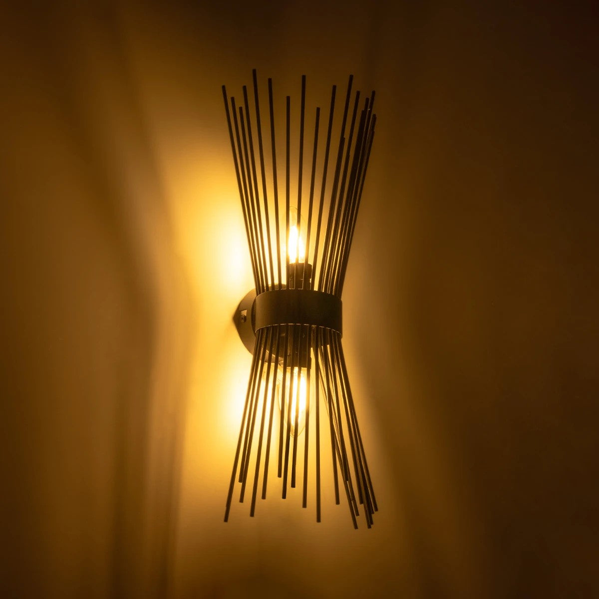 HORN 203-0043 Vintage Επιτοίχιο Φωτιστικό Απλίκα Δίφωτο 2 x E27 IP20 Μαύρο Μέταλλο - Μ17 x Π20 x Υ45cm