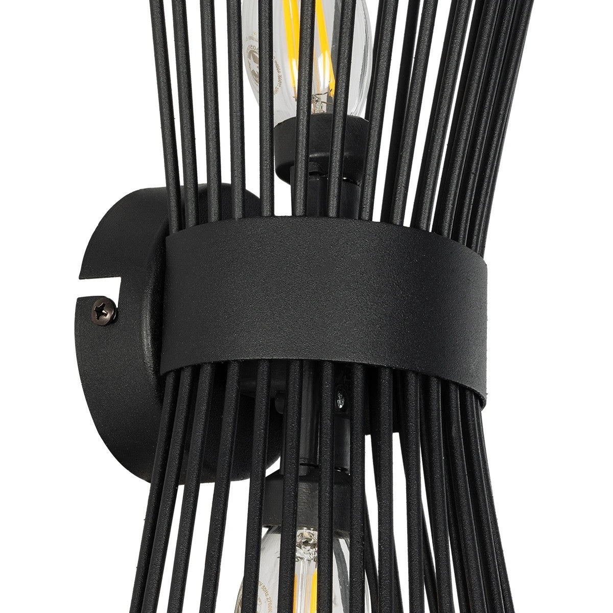 HORN 203-0043 Vintage Επιτοίχιο Φωτιστικό Απλίκα Δίφωτο 2 x E27 IP20 Μαύρο Μέταλλο - Μ17 x Π20 x Υ45cm