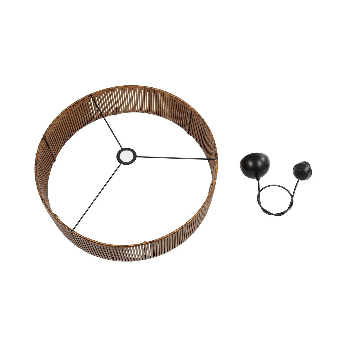 KYCLOS 203-0045 Boho Κρεμαστό Φωτιστικό Καπέλο Μονόφωτο 1 x E27 IP20 Καφέ Rattan - M55 x Π55 x Υ20cm