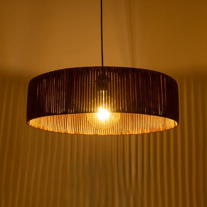 KYCLOS 203-0045 Boho Κρεμαστό Φωτιστικό Καπέλο Μονόφωτο 1 x E27 IP20 Καφέ Rattan - M55 x Π55 x Υ20cm