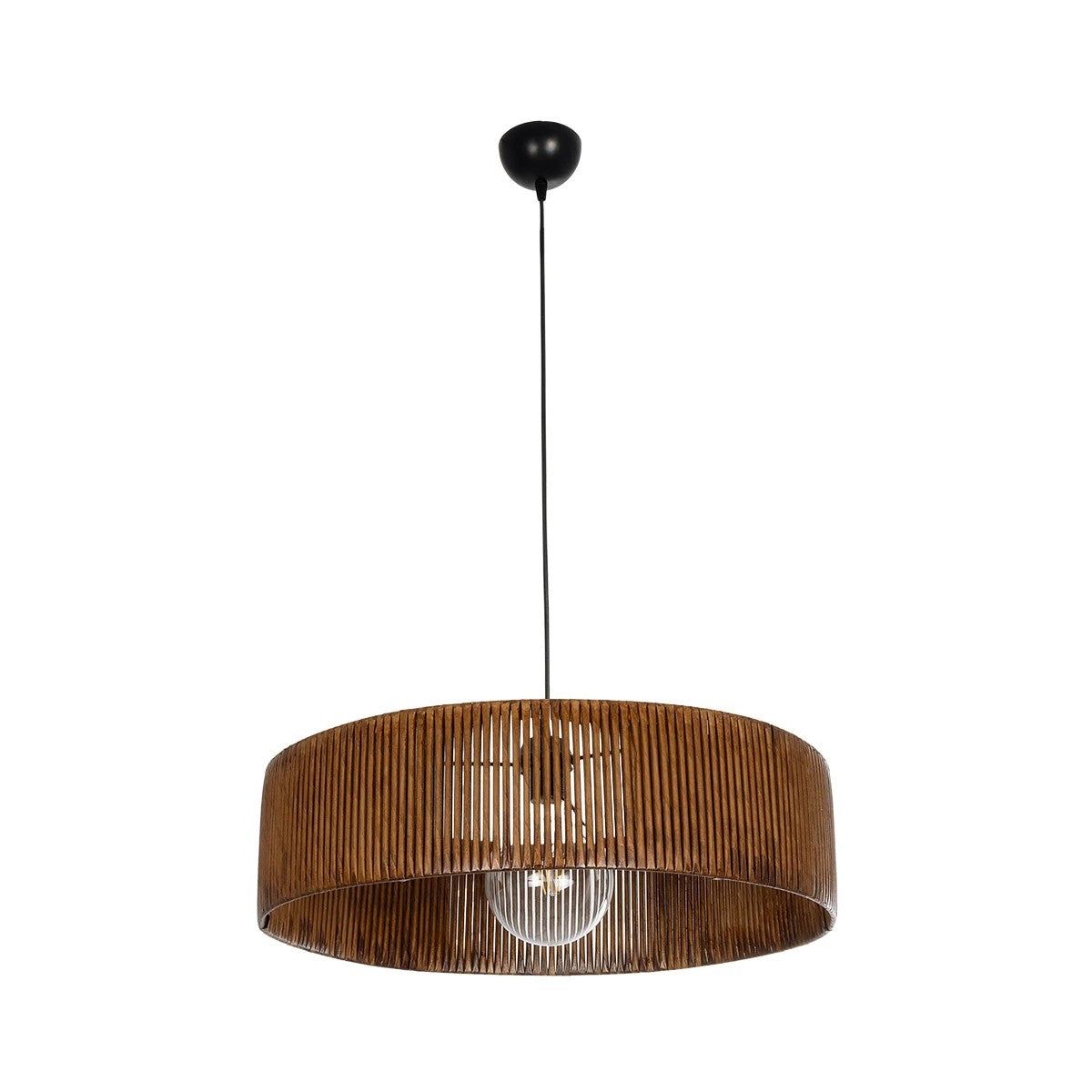 KYCLOS 203-0045 Boho Κρεμαστό Φωτιστικό Καπέλο Μονόφωτο 1 x E27 IP20 Καφέ Rattan - M55 x Π55 x Υ20cm