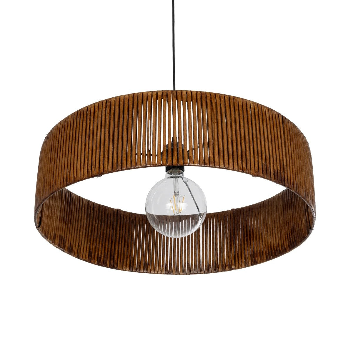 KYCLOS 203-0045 Boho Κρεμαστό Φωτιστικό Καπέλο Μονόφωτο 1 x E27 IP20 Καφέ Rattan - M55 x Π55 x Υ20cm