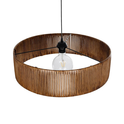KYCLOS 203-0045 Boho Κρεμαστό Φωτιστικό Καπέλο Μονόφωτο 1 x E27 IP20 Καφέ Rattan - M55 x Π55 x Υ20cm