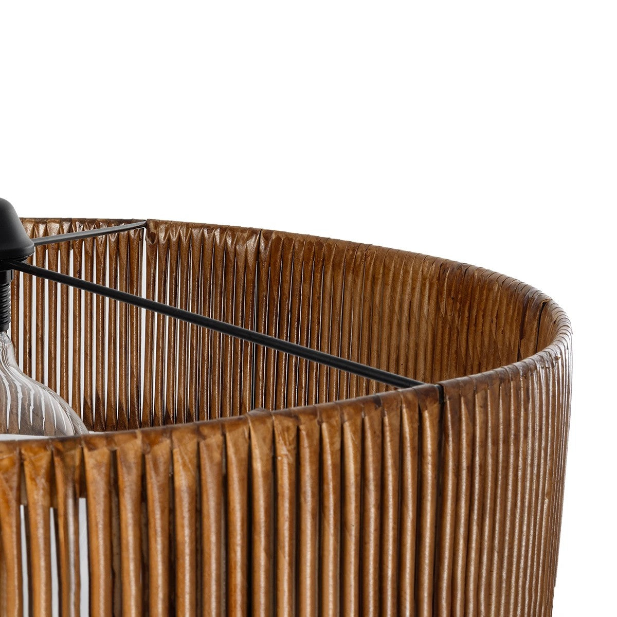 KYCLOS 203-0045 Boho Κρεμαστό Φωτιστικό Καπέλο Μονόφωτο 1 x E27 IP20 Καφέ Rattan - M55 x Π55 x Υ20cm