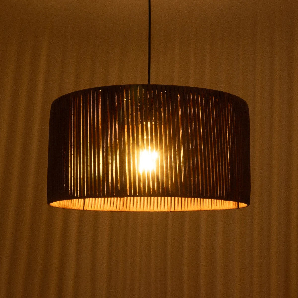 KYCLOS 203-0047 Boho Κρεμαστό Φωτιστικό Καπέλο Μονόφωτο 1 x E27 IP20 Καφέ Rattan - M40 x Π40 x Υ25.5cm