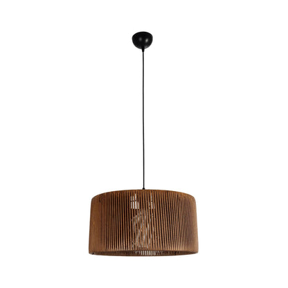 KYCLOS 203-0047 Boho Κρεμαστό Φωτιστικό Καπέλο Μονόφωτο 1 x E27 IP20 Καφέ Rattan - M40 x Π40 x Υ25.5cm