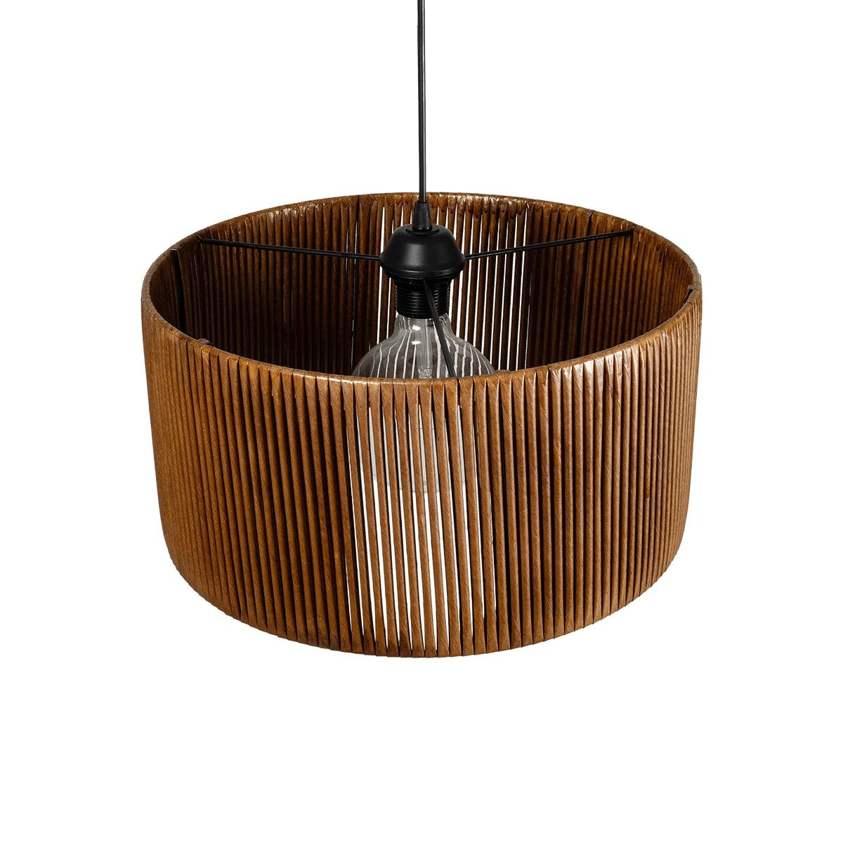 KYCLOS 203-0047 Boho Κρεμαστό Φωτιστικό Καπέλο Μονόφωτο 1 x E27 IP20 Καφέ Rattan - M40 x Π40 x Υ25.5cm