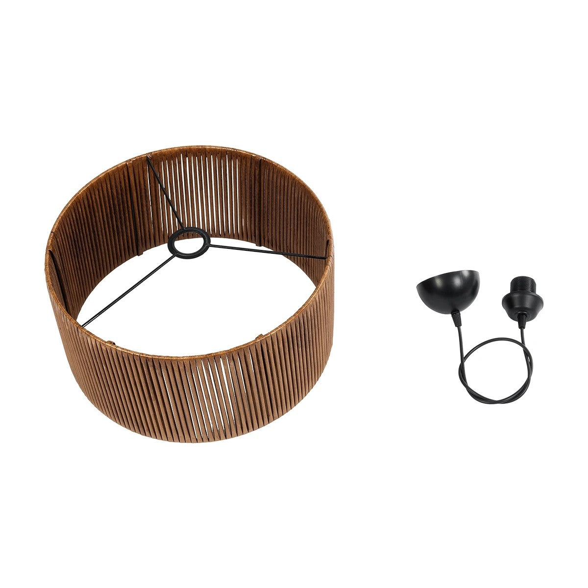 KYCLOS 203-0047 Boho Κρεμαστό Φωτιστικό Καπέλο Μονόφωτο 1 x E27 IP20 Καφέ Rattan - M40 x Π40 x Υ25.5cm