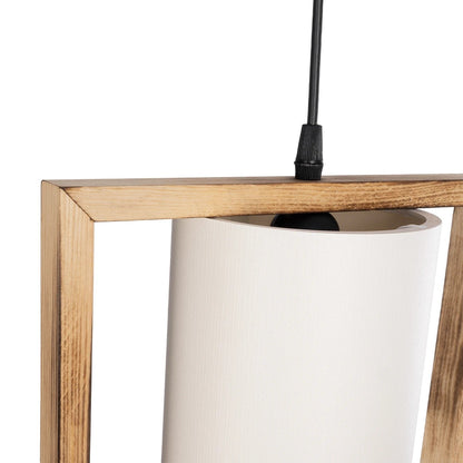 CUP 203-0050 Vintage Κρεμαστό Φωτιστικό Ανάρτηση Μονόφωτο 1 x E27 IP20 Καρυδί Ξύλο Με Λευκό Καπέλο- Μ28 x Π20 x Υ72cm