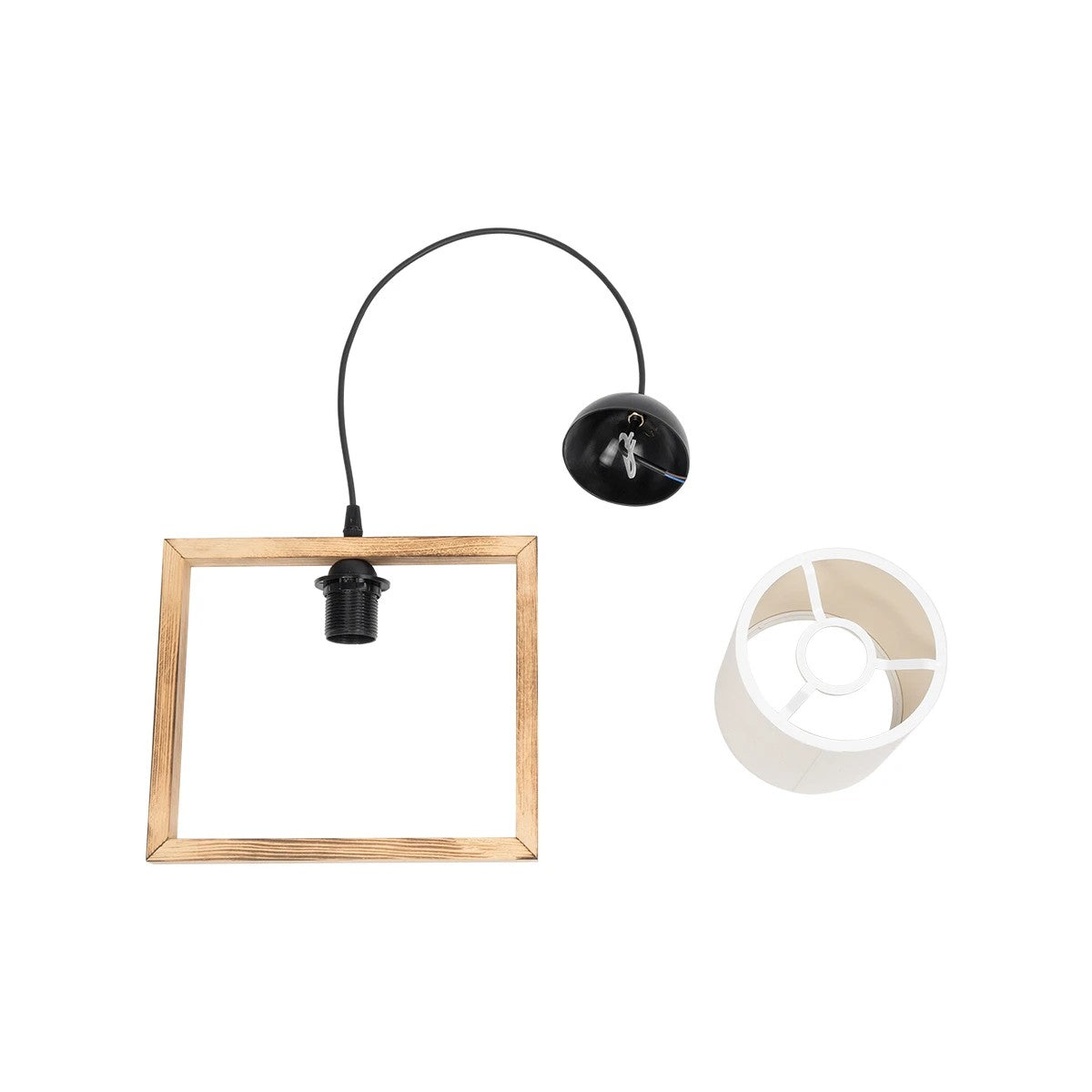 CUP 203-0050 Vintage Κρεμαστό Φωτιστικό Ανάρτηση Μονόφωτο 1 x E27 IP20 Καρυδί Ξύλο Με Λευκό Καπέλο- Μ28 x Π20 x Υ72cm