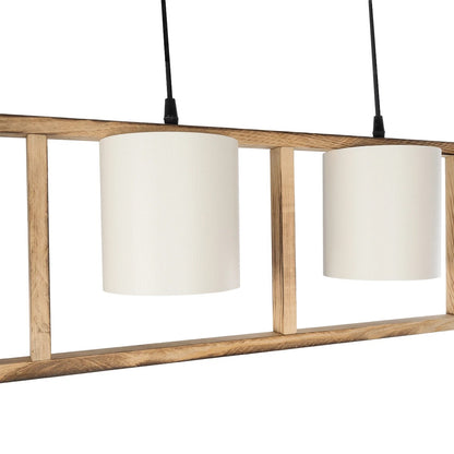 CUP 203-0051 Vintage Κρεμαστό Φωτιστικό Ανάρτηση Τρίφωτο 3 x E27 IP20 Καρυδί Ξύλο Με Λευκό Καπέλο- Μ80 x Π20 x Υ76cm