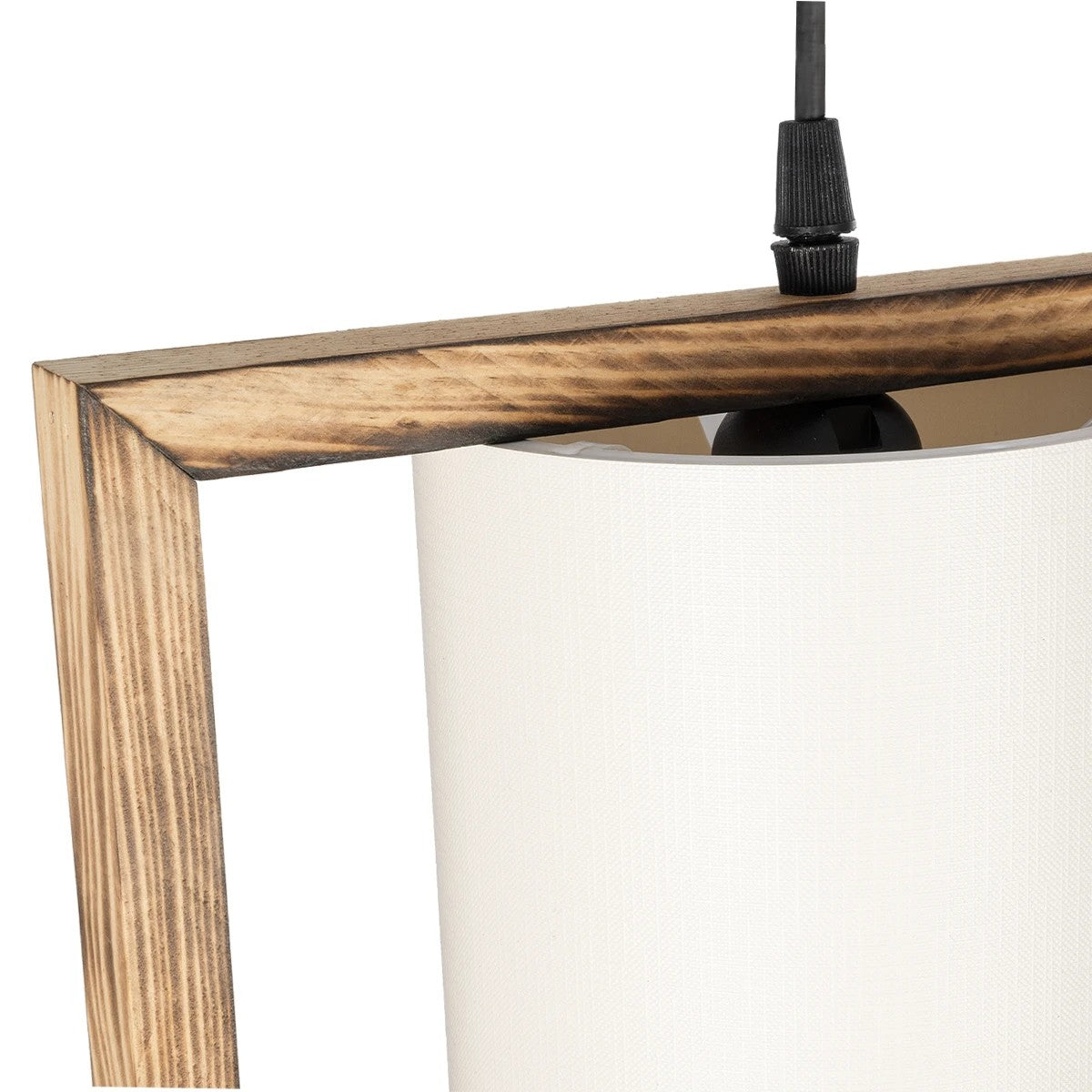 CUP 203-0051 Vintage Κρεμαστό Φωτιστικό Ανάρτηση Τρίφωτο 3 x E27 IP20 Καρυδί Ξύλο Με Λευκό Καπέλο- Μ80 x Π20 x Υ76cm