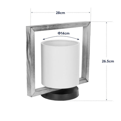 CUP 203-0052 Vintage Επιτραπέζιο Φωτιστικό Μονόφωτο 1 x E27 IP20 Καρυδί Ξύλο Με Λευκό Καπέλο- Μ28 x Π20 x Υ28cm